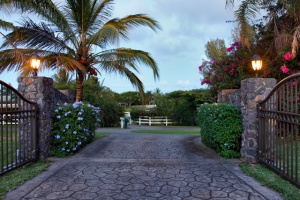 Private Rock Entry  Gate at 425 Manwai Place, Haiku, Maui, Hawaii
